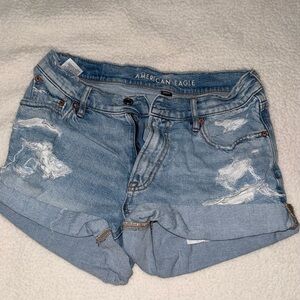 American Eagle Outfitters STRIGID Light Blue Distressed Jean Shorts